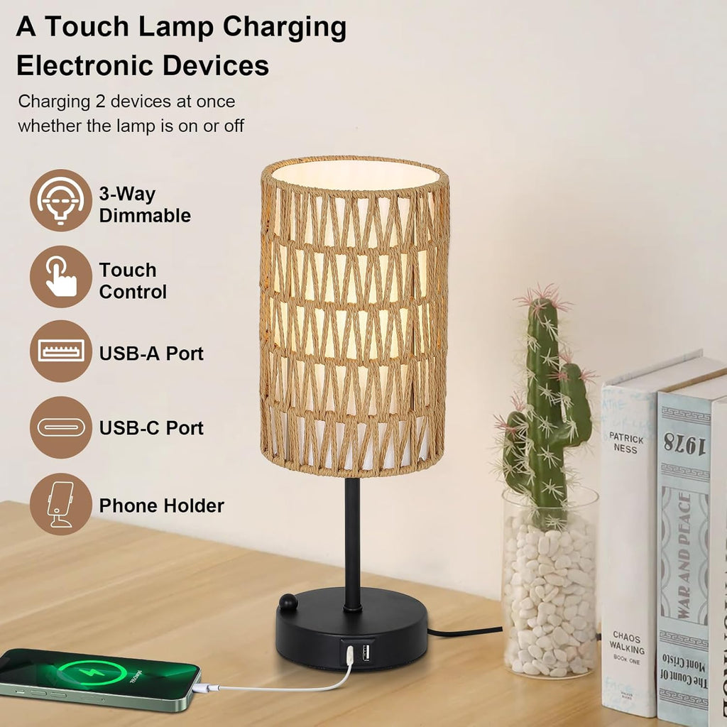 Dimmable Boho Black Desk Lamp - View 3