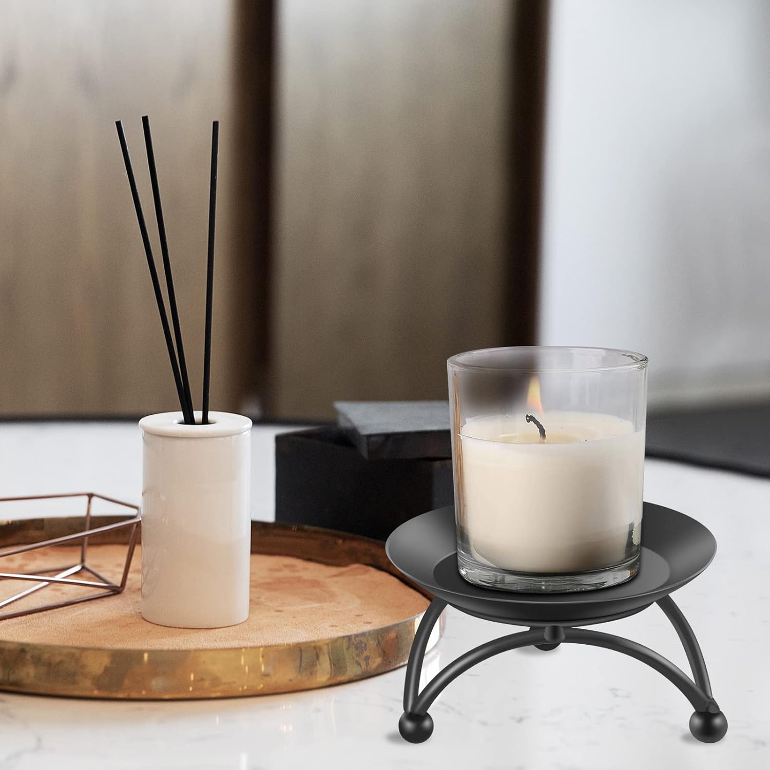 Black Pillar Candle — Set of 2 - View 7