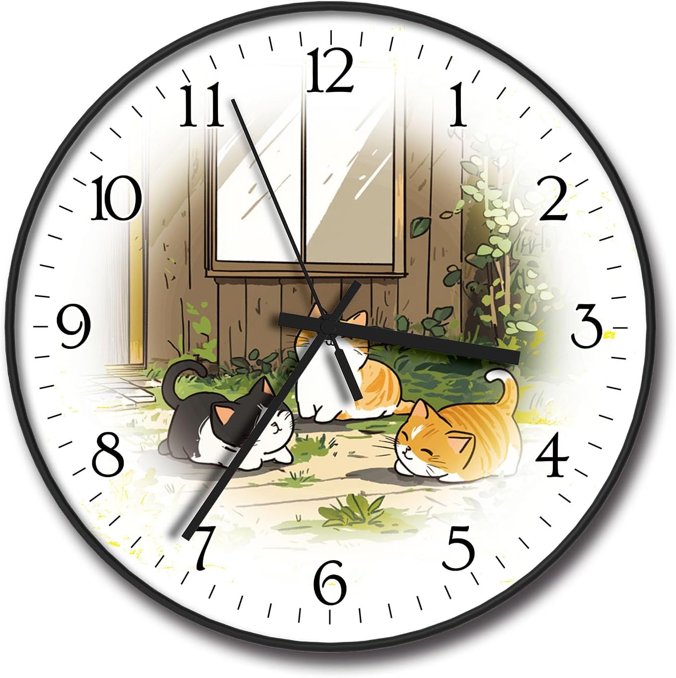 Battery Operated Purple Wall Clock — 8" — M2411-cats