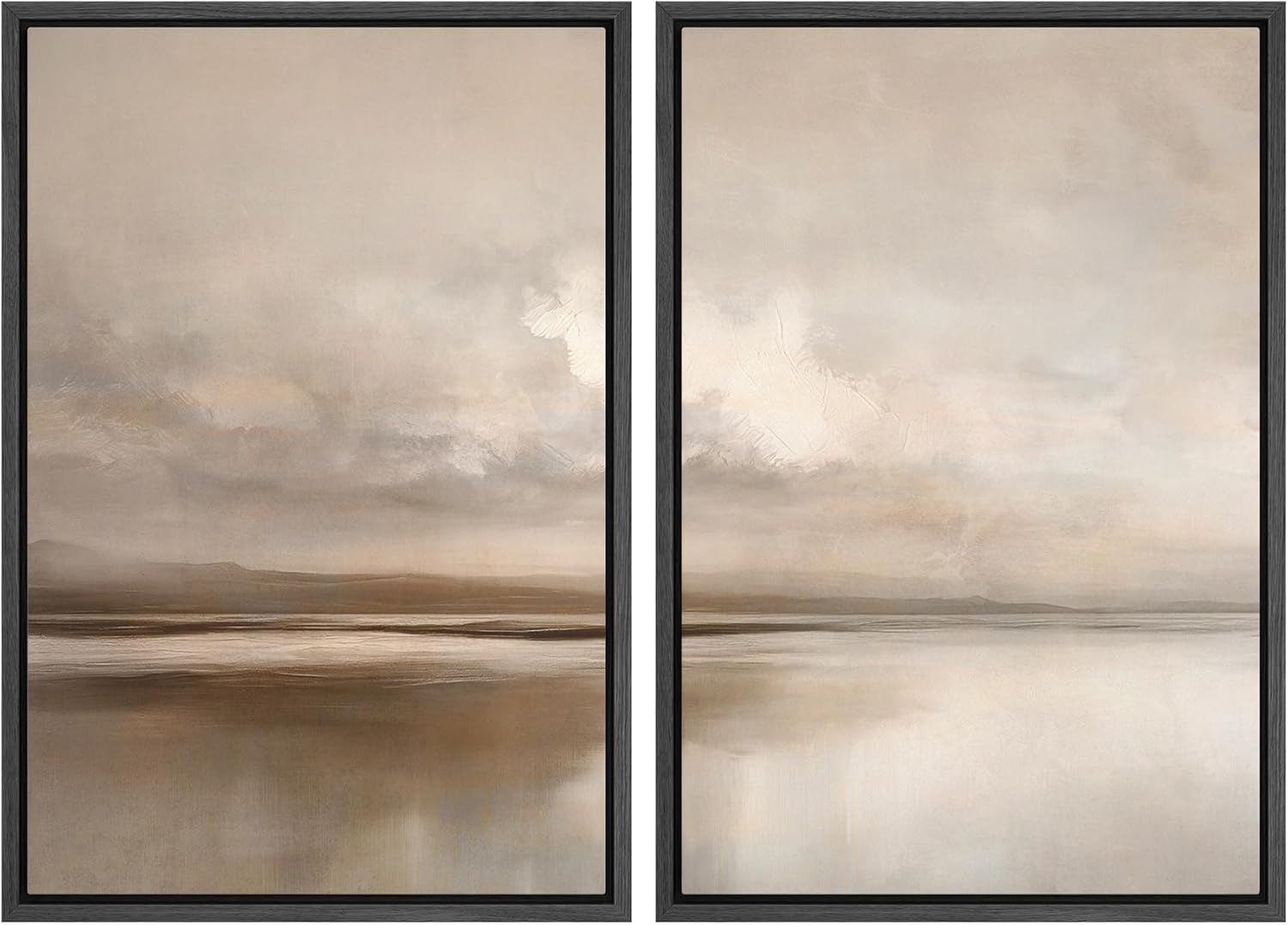Modern Framed Wall Art — 24" — 24"x36"x2 Panels Black