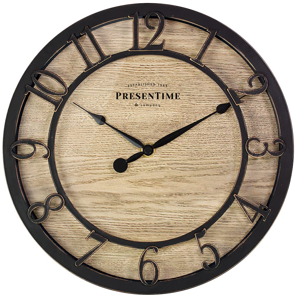 Vintage Farmhouse Gold Wall Clock — 10"