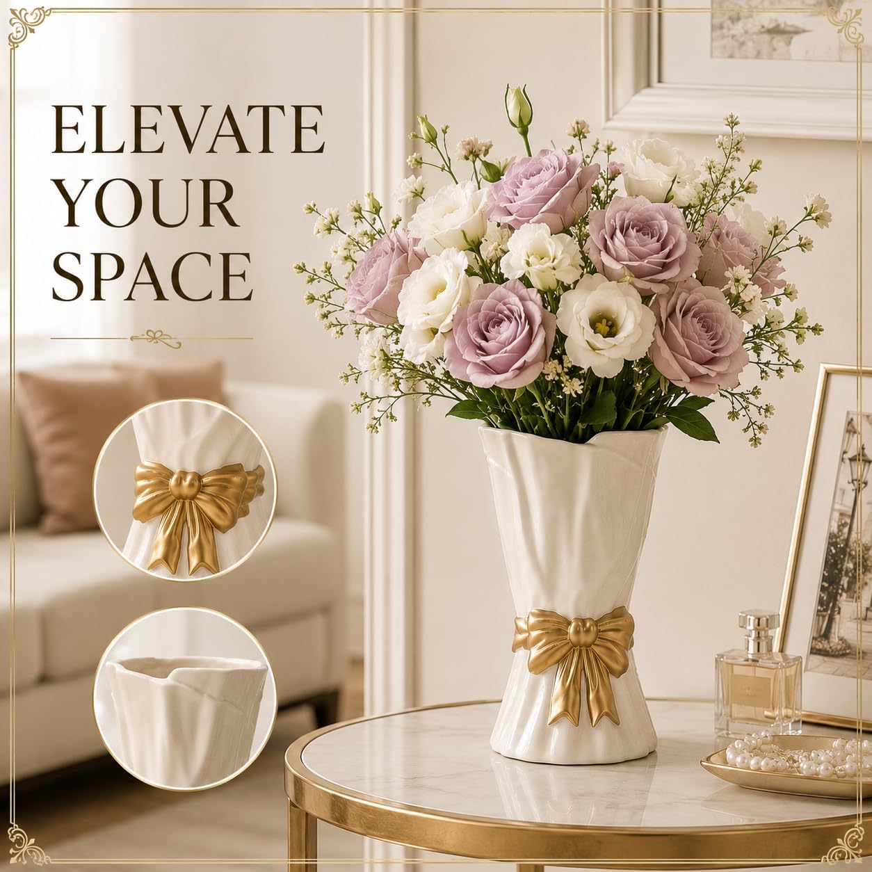 Boho Beige Flower Vase — 3" - View 5
