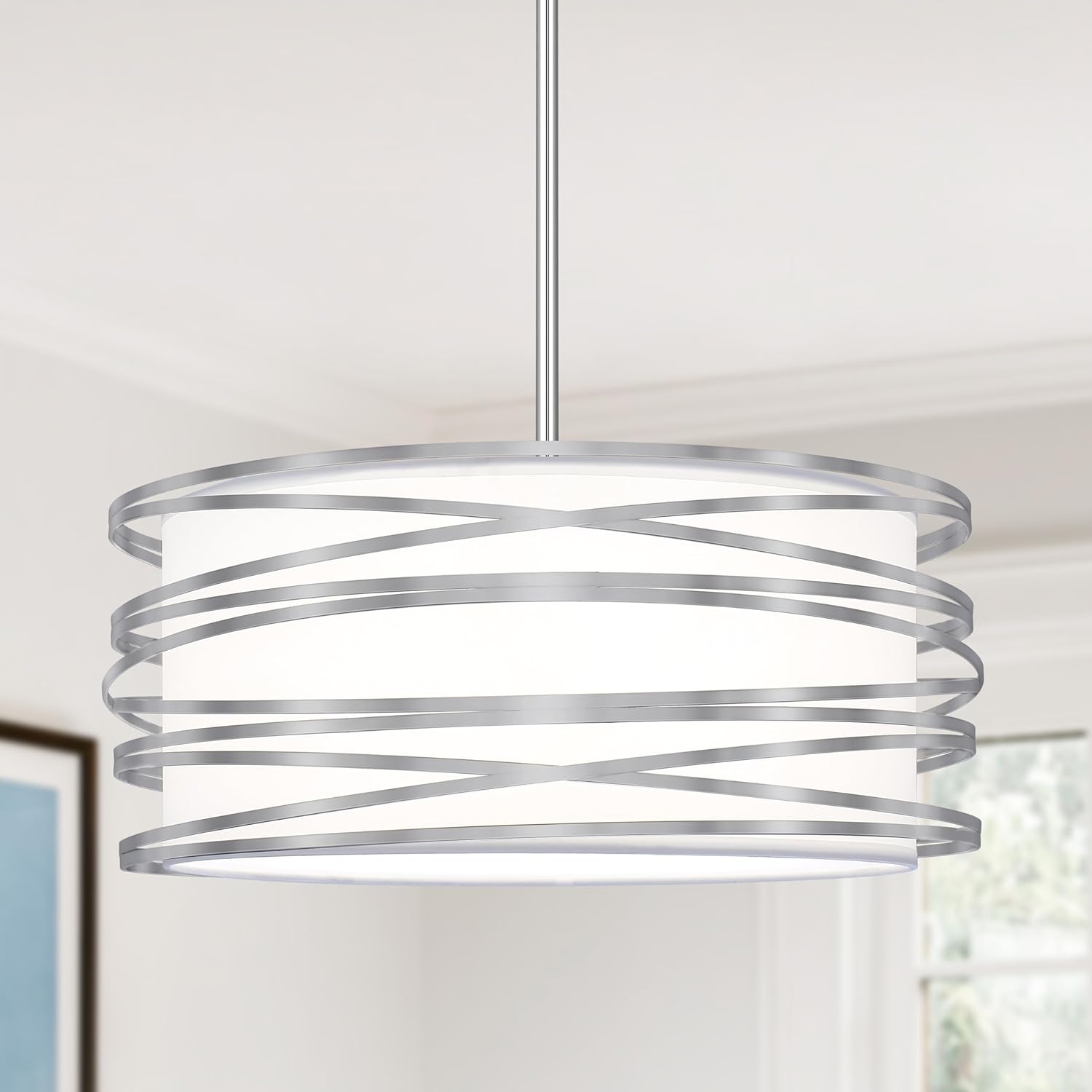 Farmhouse Black Chandelier — 3-Light — Nickel