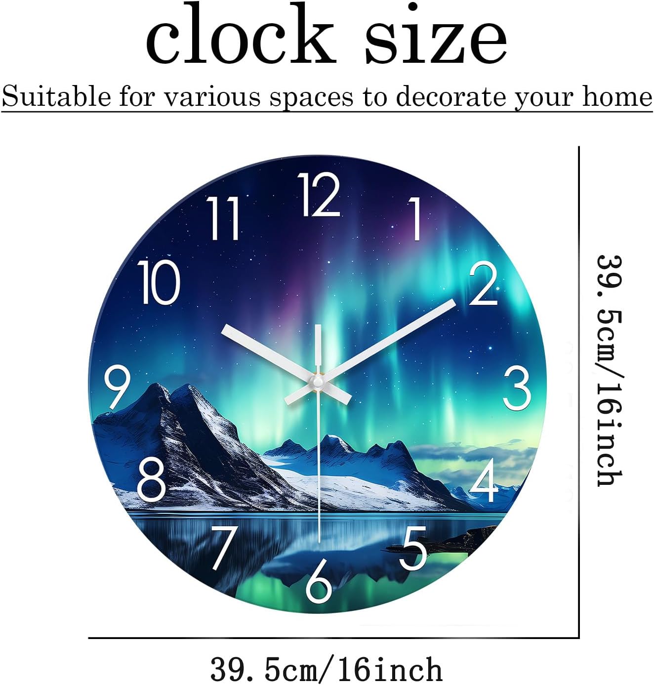 Battery Operated Modern Black Wall Clock — 16" - View 5