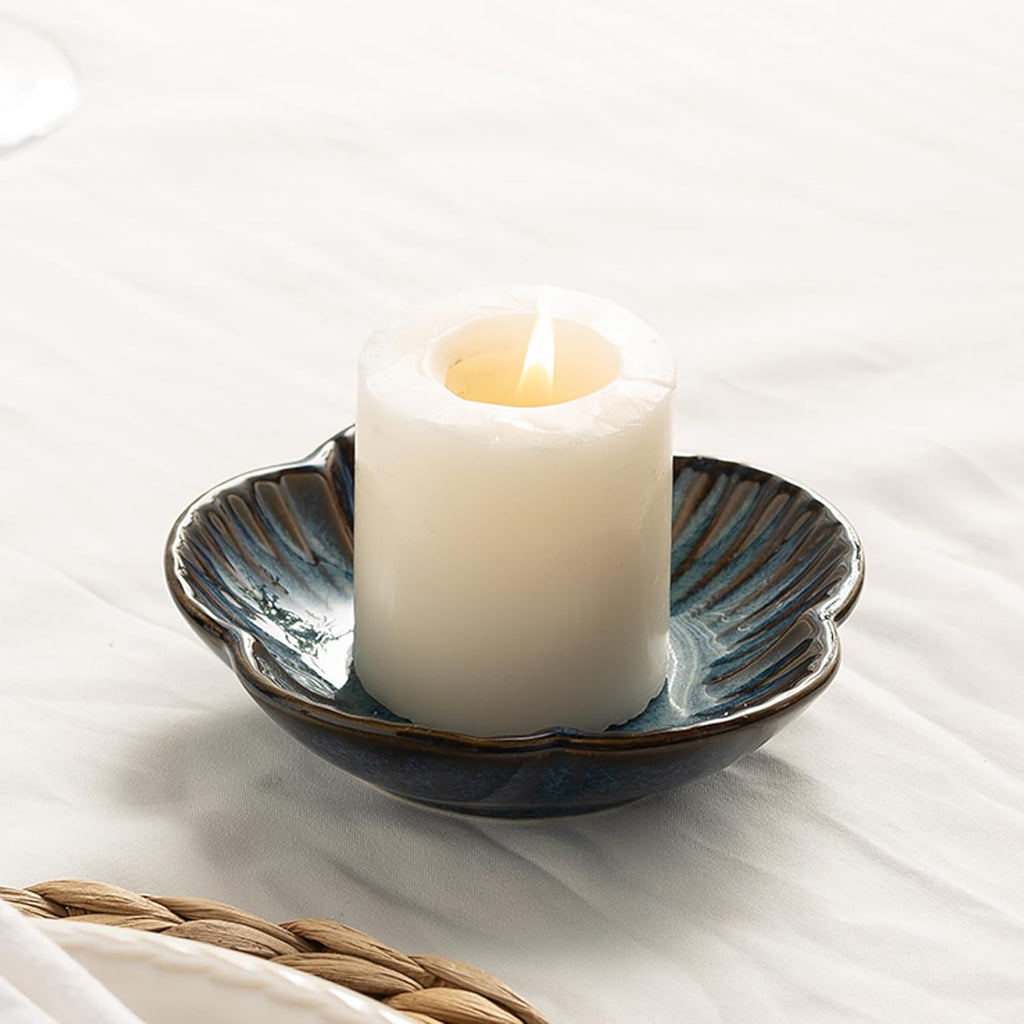 Black Pillar Candle — Blue