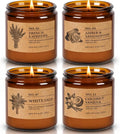 Soy Wax Orange Scented Candle — Set of 4 — 4 Pack Amber Jar Candles Set