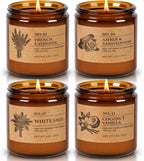 Soy Wax Orange Scented Candle — Set of 4 — 4 Pack Amber Jar Candles Set
