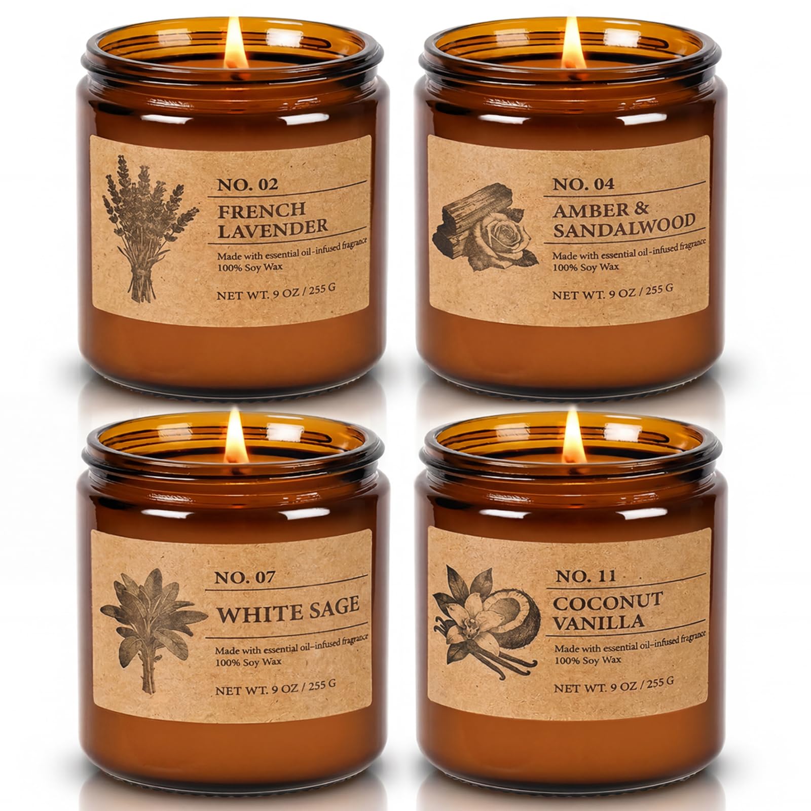 Soy Wax Orange Scented Candle — Set of 4