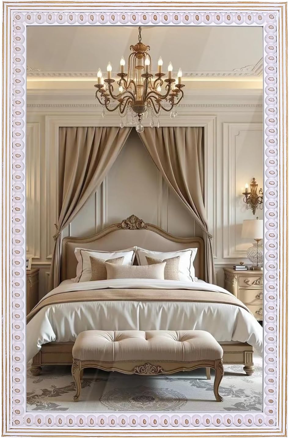 Round Farmhouse Wood Wall Mirror — 24" — Style 2