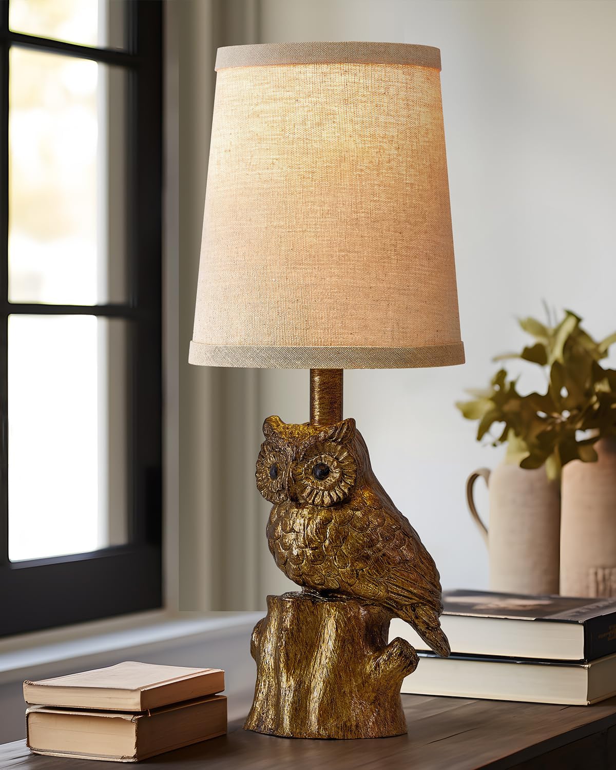 Farmhouse Brown Nightstand Lamp — 14.25" — ‏‏‎ ‎Gold