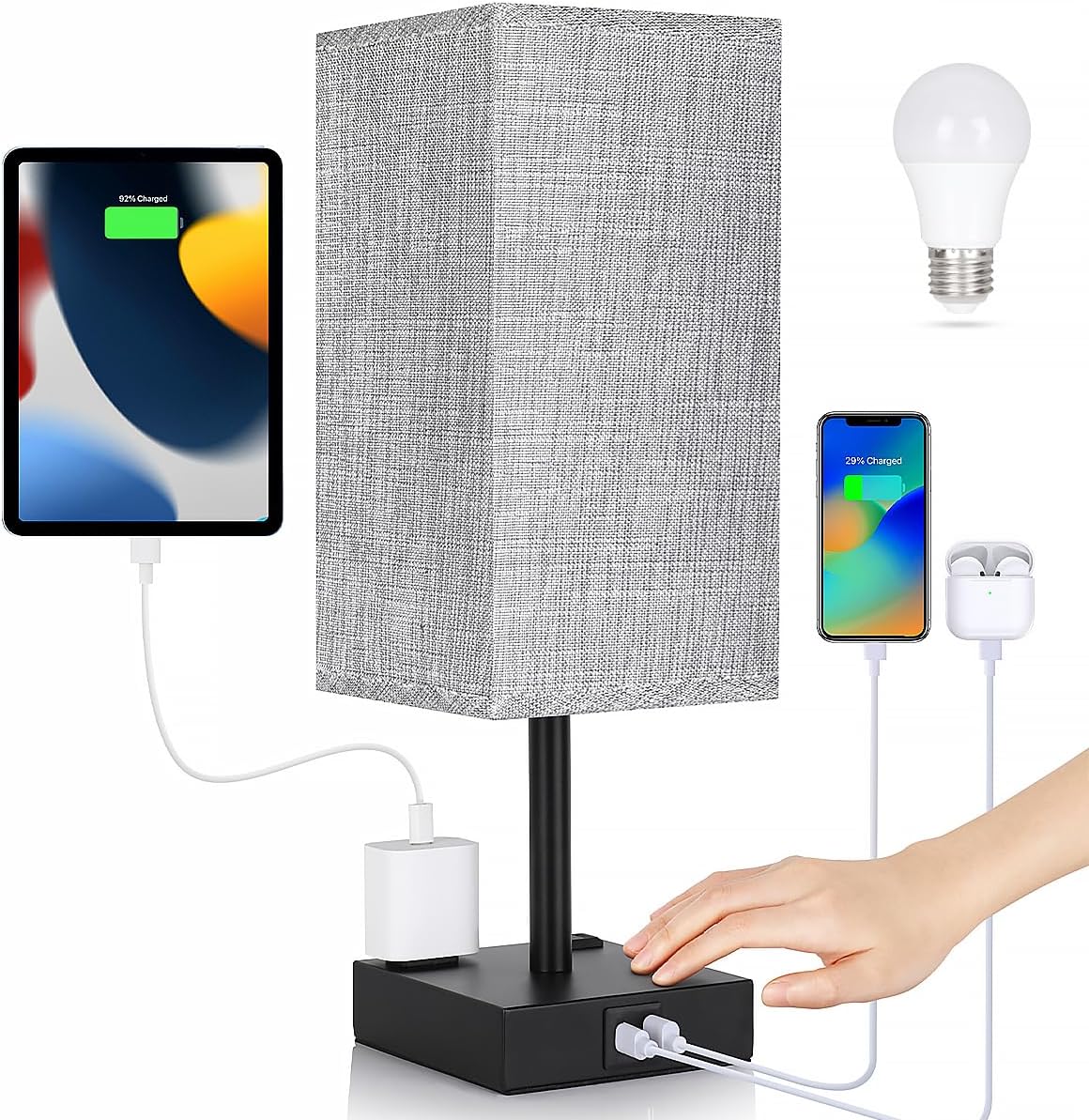 Dimmable Black Table Lamp — Gray