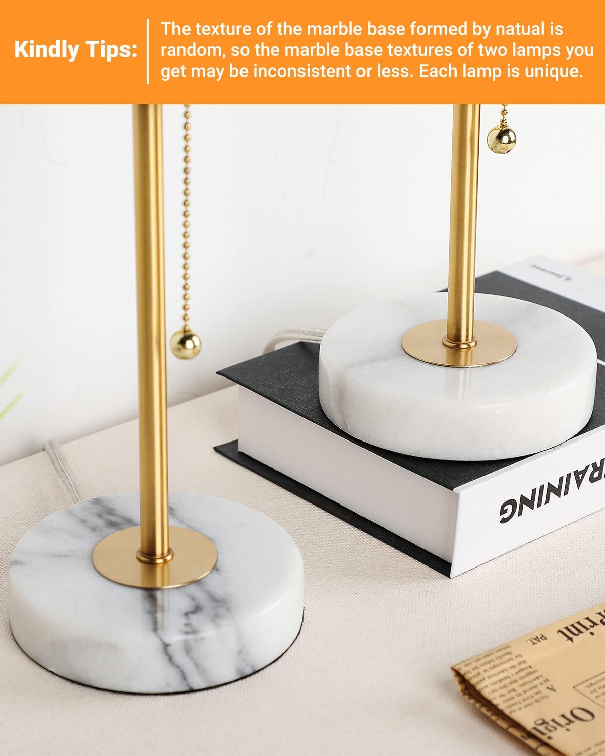Dimmable Luxe Beige Bedside Lamp — 5" - View 3