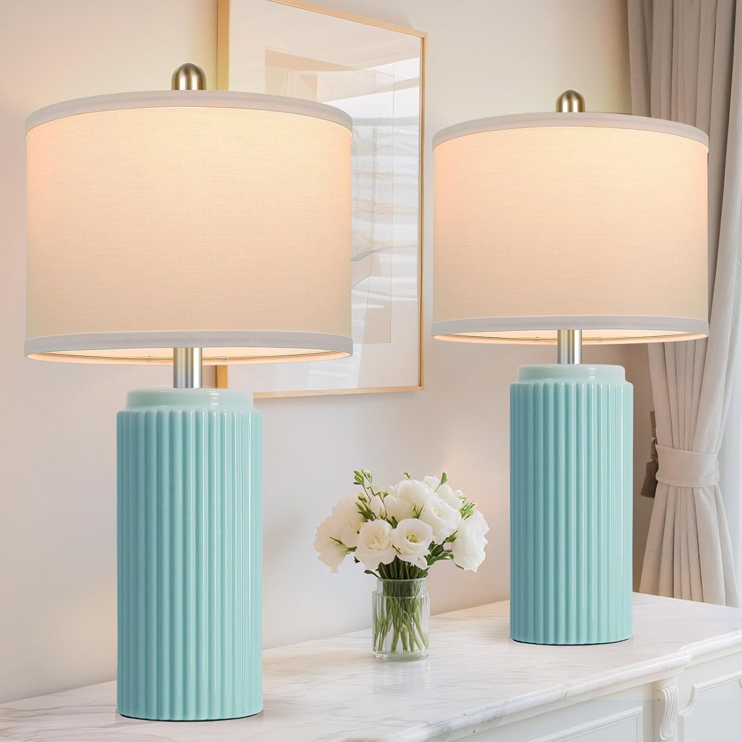 Boho Beige Nightstand Lamp — 23.5" — 23.5"