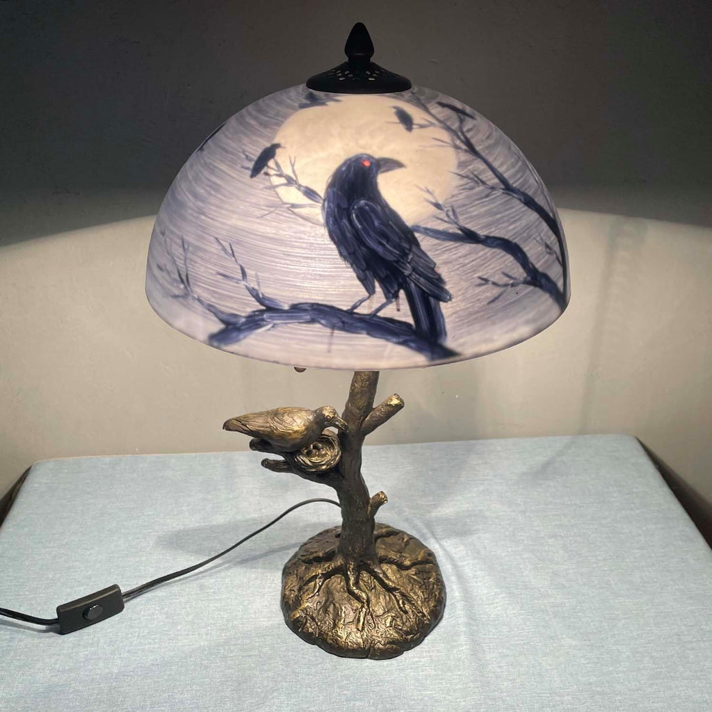 Hand-Painted Black Table Lamp — 14" - View 4