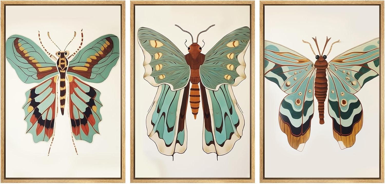 Framed Modern Fabric Wall Art — 24" — 24"x36"x3 Panels Natural