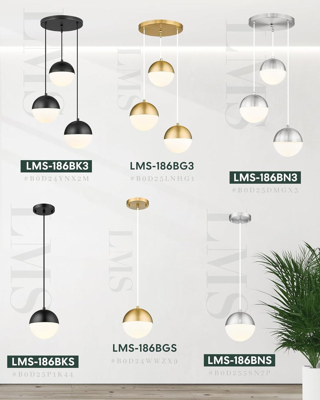 Adjustable Luxe Black Pendant Light — 6" - View 7