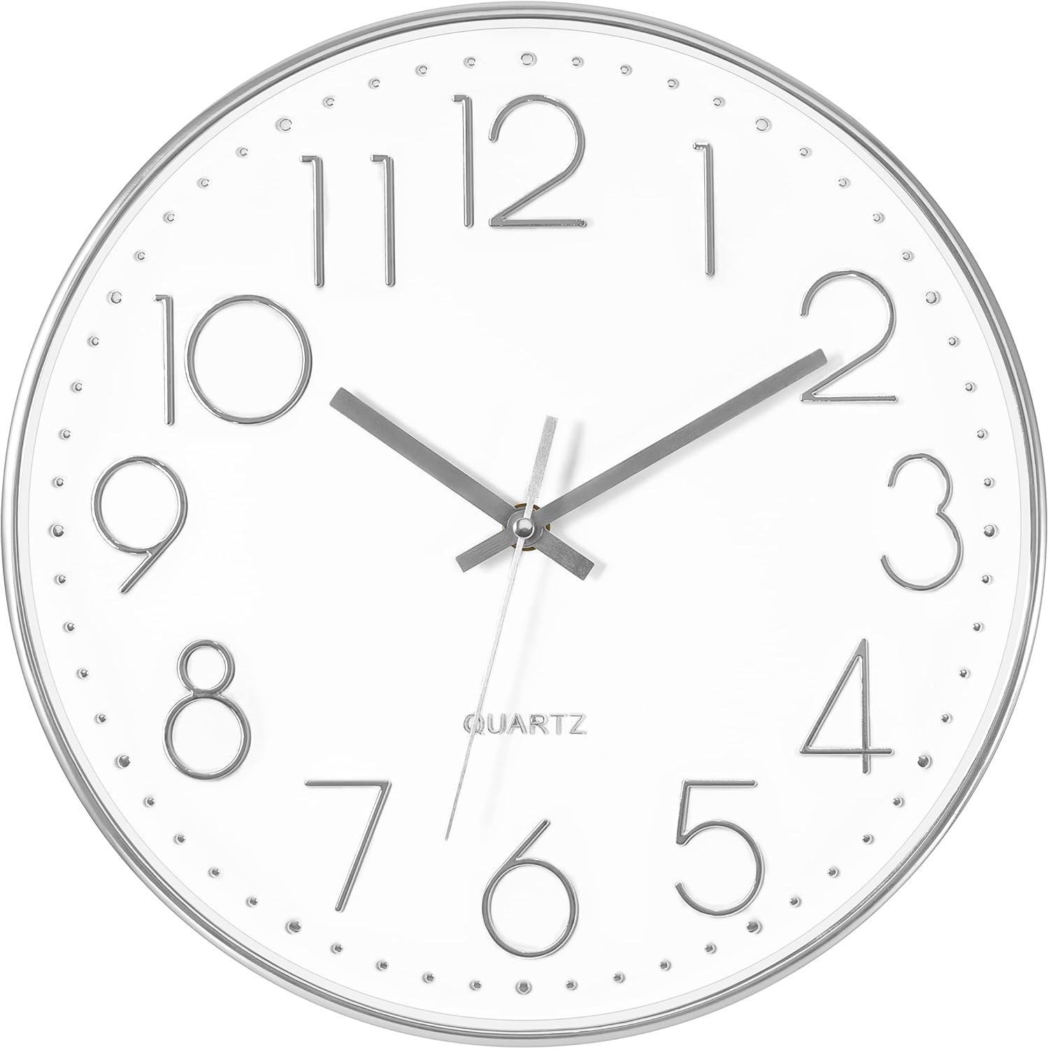 Battery Operated Luxe Beige Wall Clock — 14" — Silver