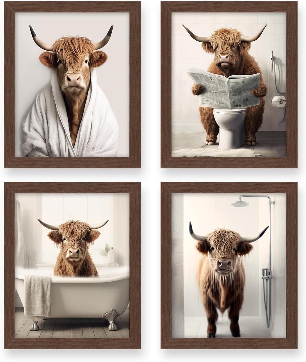 Framed Farmhouse Black Wall Art — 8" — Brown