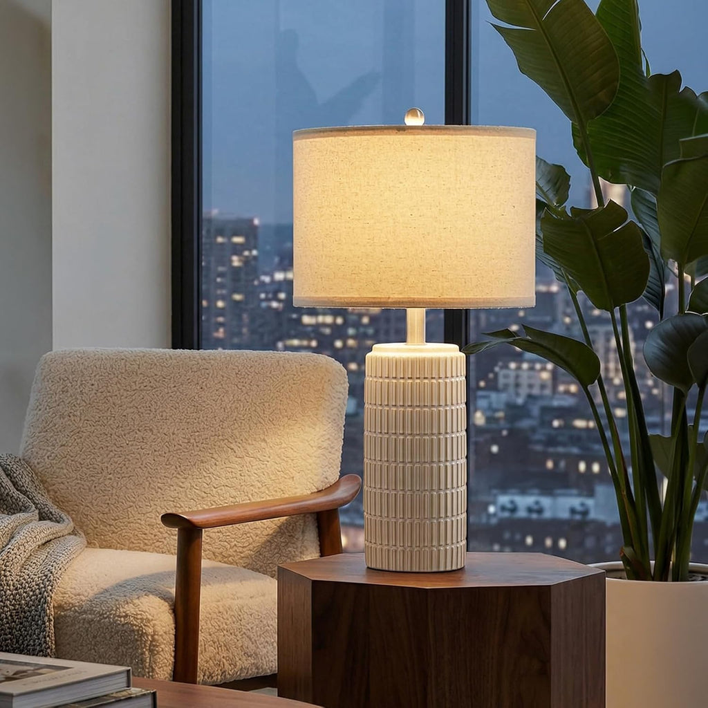 Dimmable Modern Beige Bedside Lamp — 23" - View 4