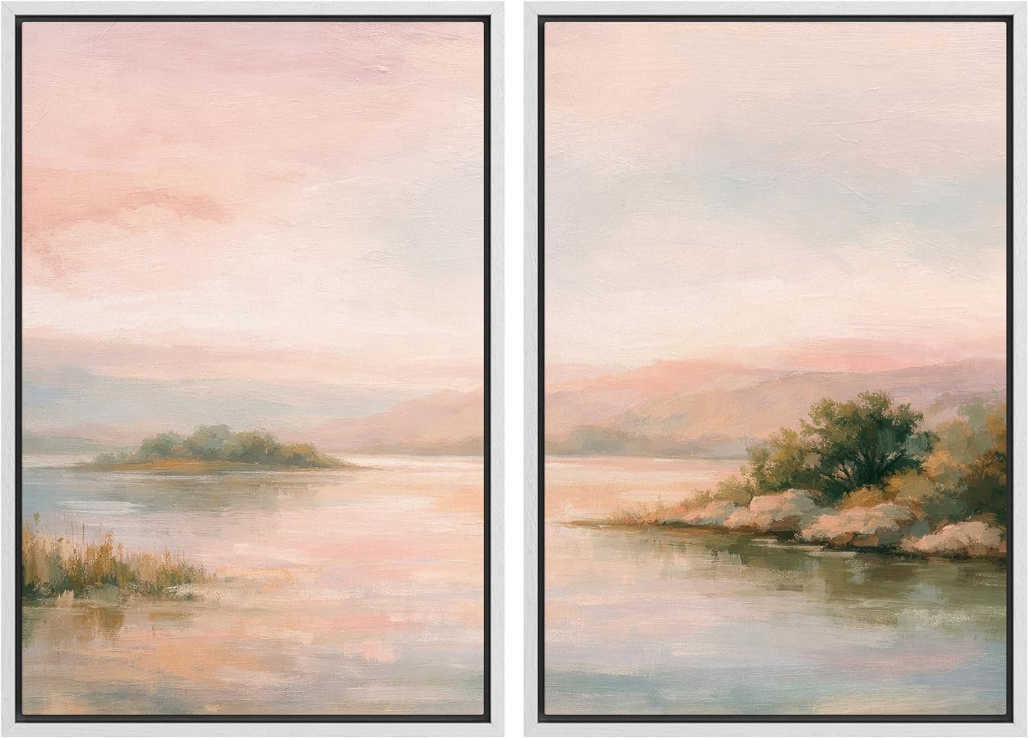 Framed Farmhouse Fabric Wall Art — 24" — 16"x24"x2 Panels White