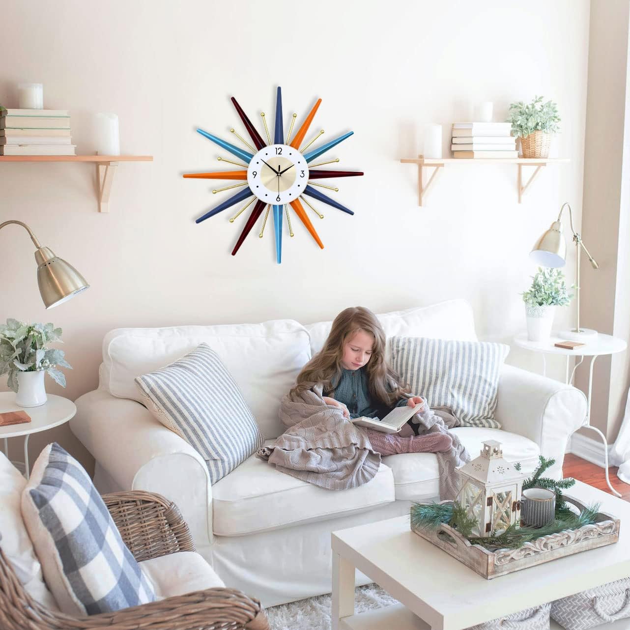 Battery Operated Mid-Century Wall Clock — 22" - View 7