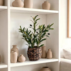 Handwoven Boho Green Artificial Plant — 17.7" - View 3