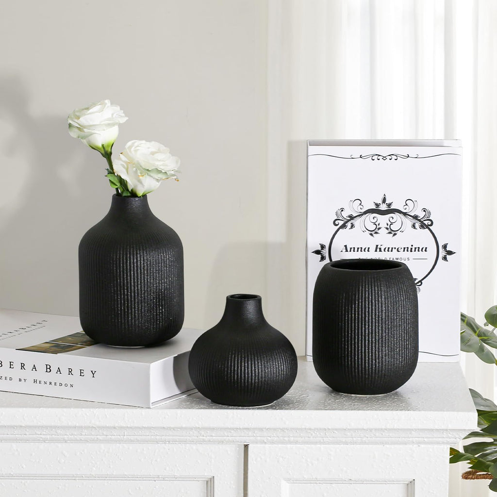 Boho Black Decorative Vase — Set of 3 - View 4