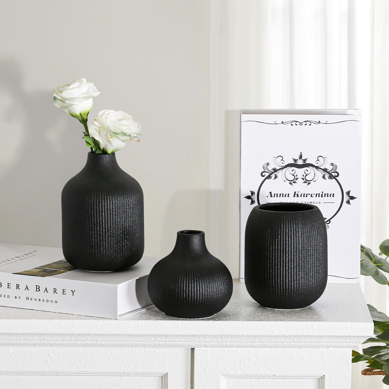 Boho Black Decorative Vase — Set of 3 - View 4