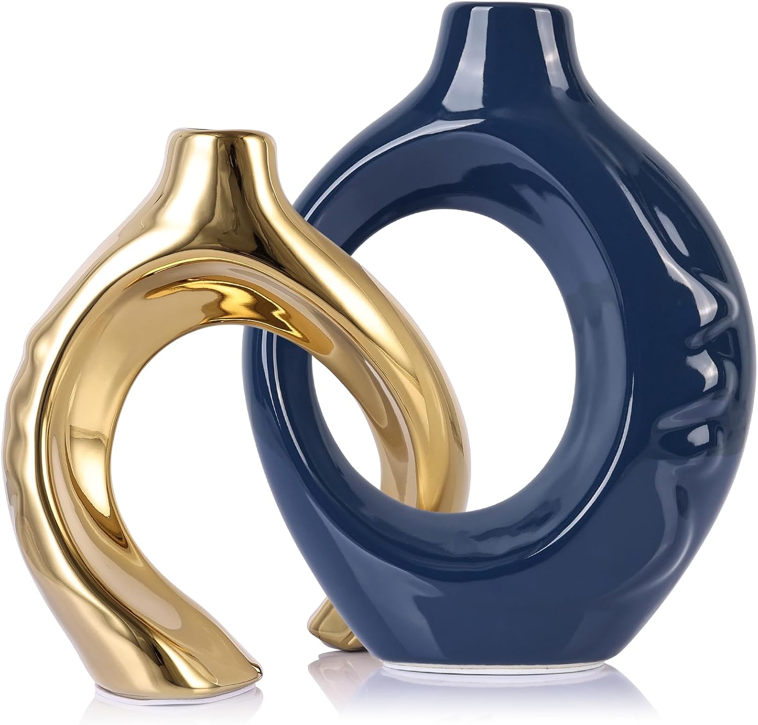 Boho Black Vase — Blue and Gold