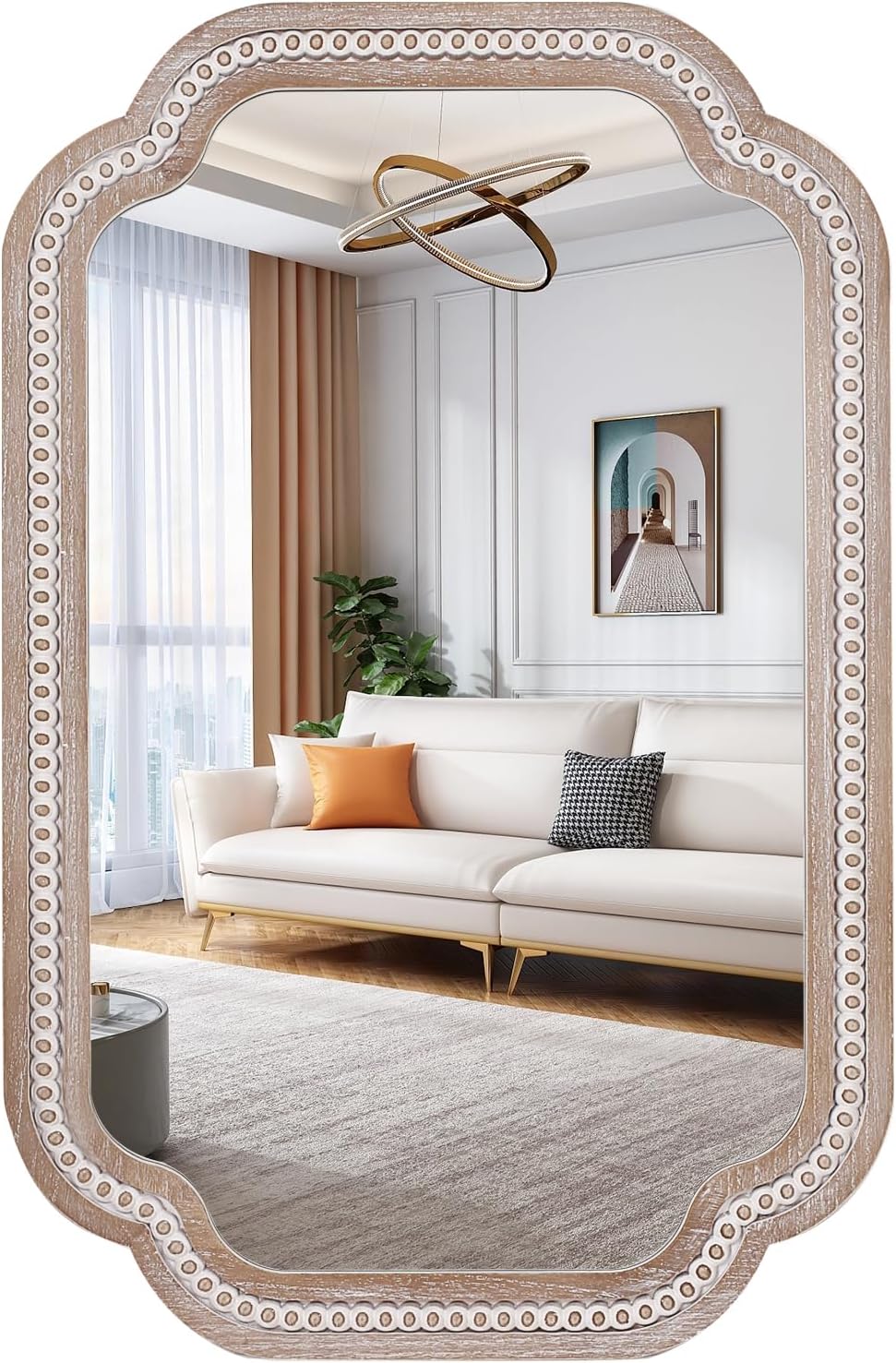 Round Farmhouse Wood Wall Mirror — 24" — Style 1