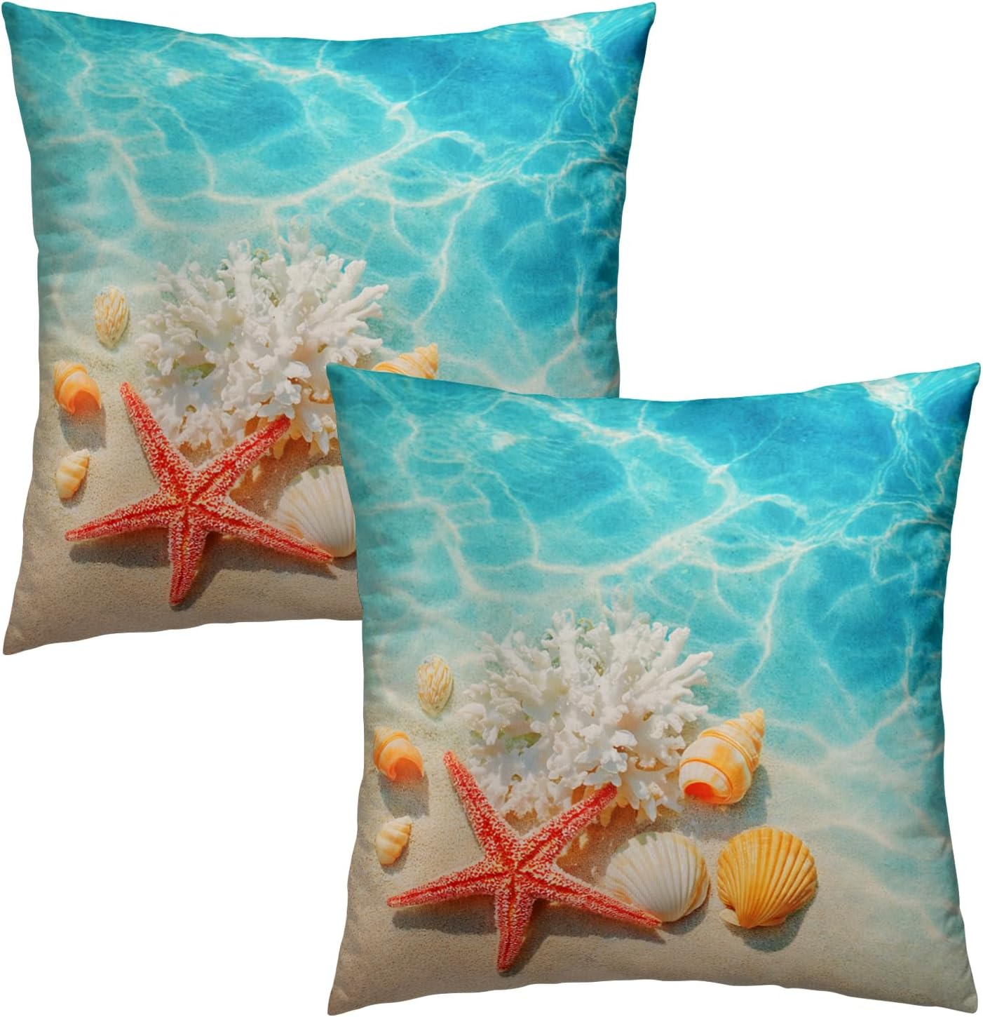Vintage Boho Black Pillow Cover — 18" — Beach Starfish