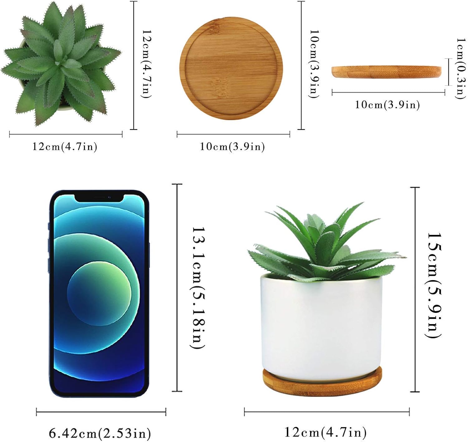 Wood Artificial Plant — 9" - View 4