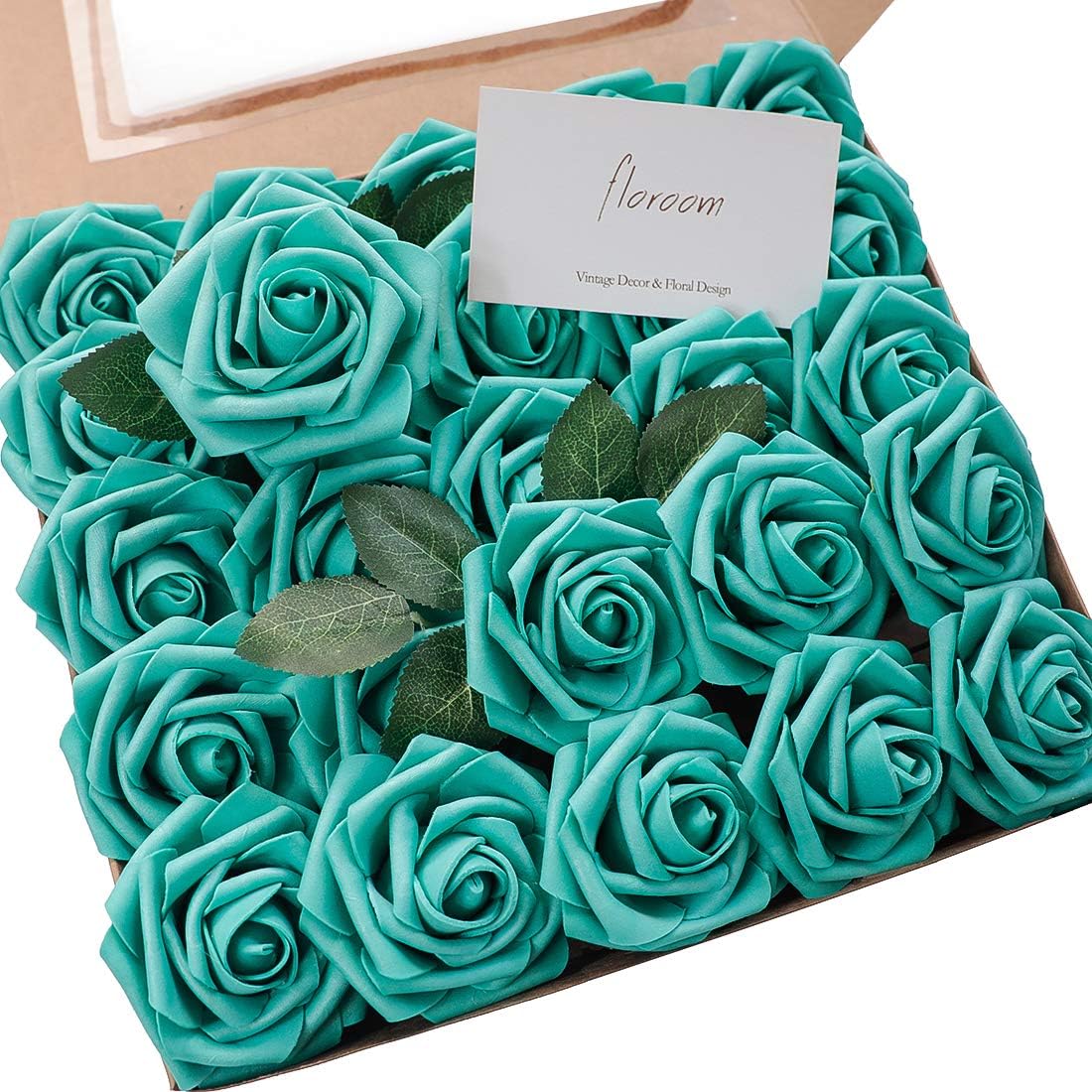 Beige Artificial Flowers — Teal Green