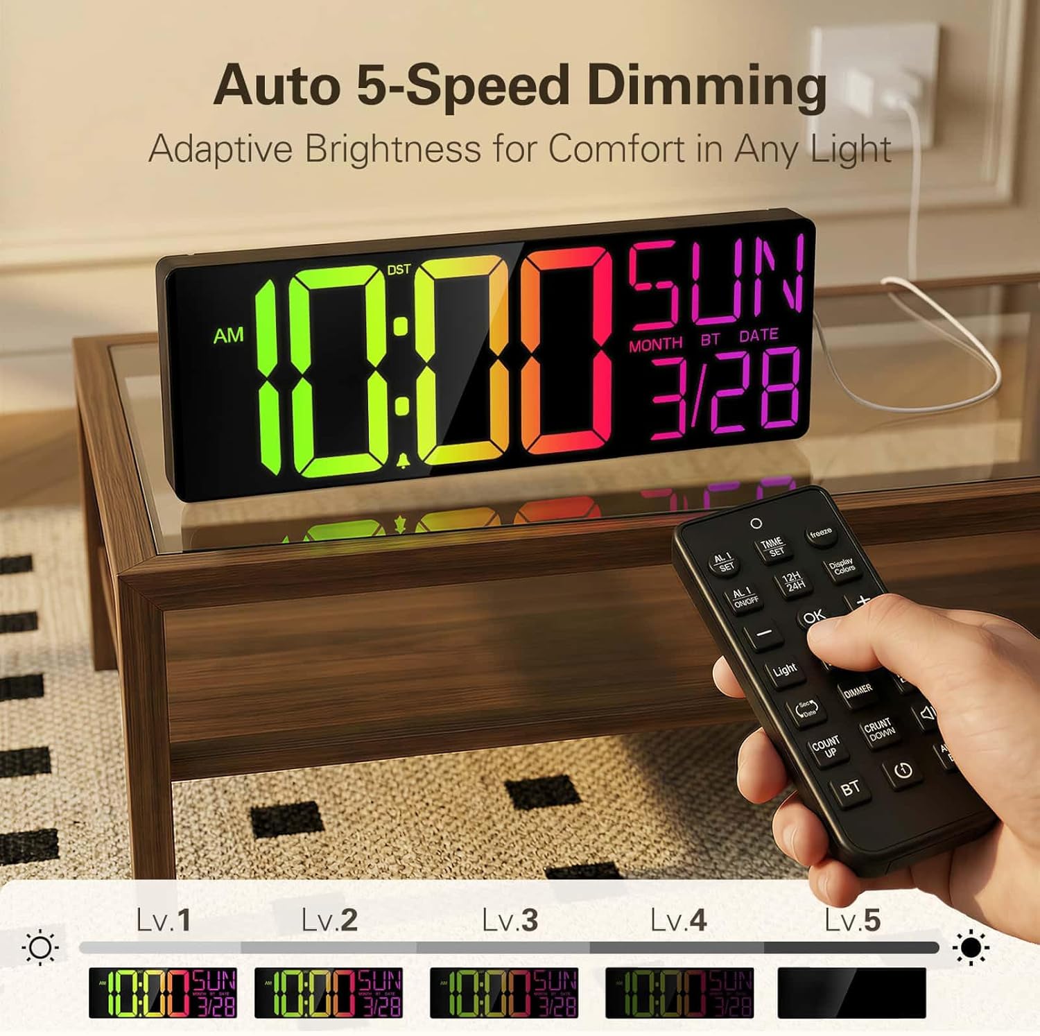 RGB Black Wall Clock — 18" - View 9