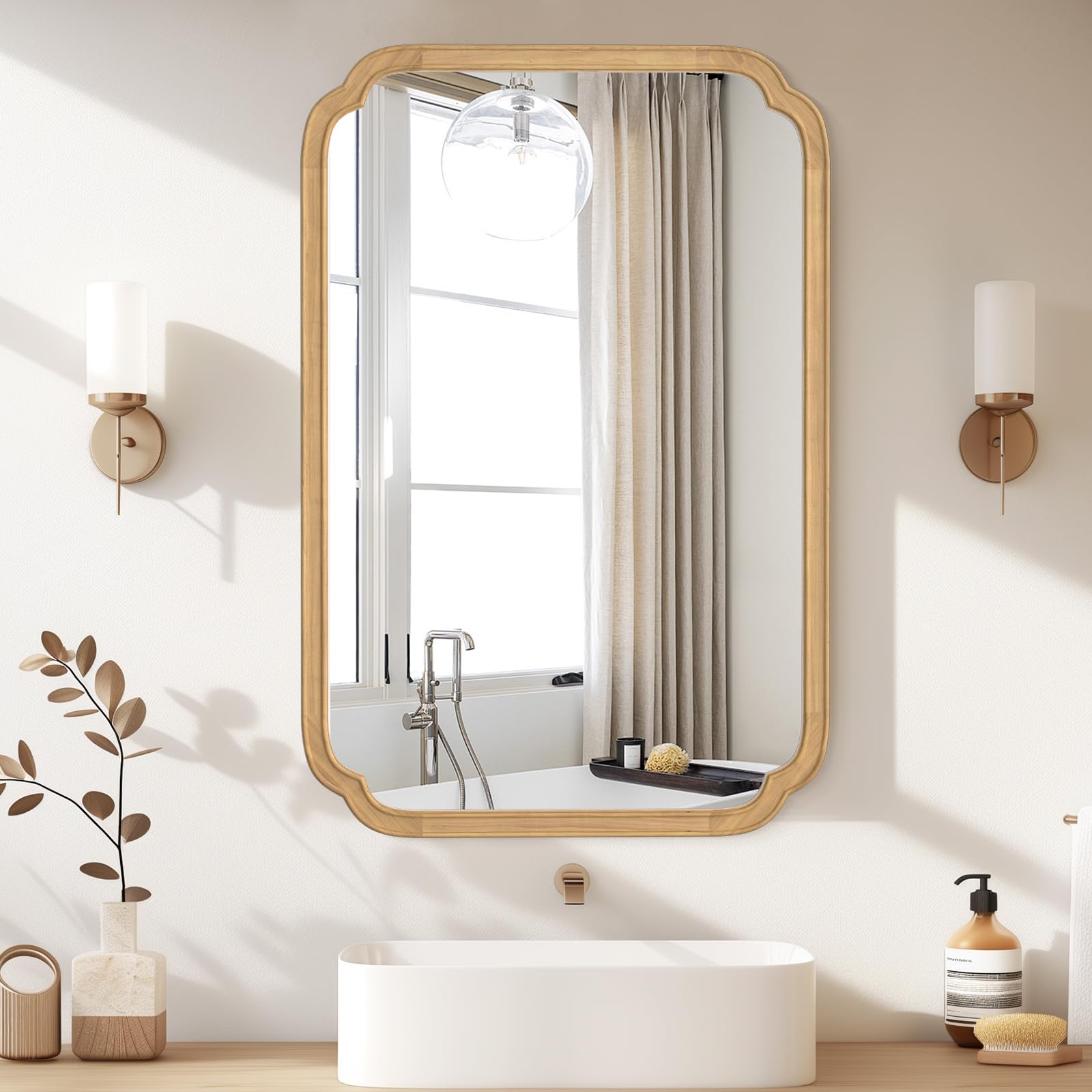Farmhouse Beige Wall Mirror — 36"