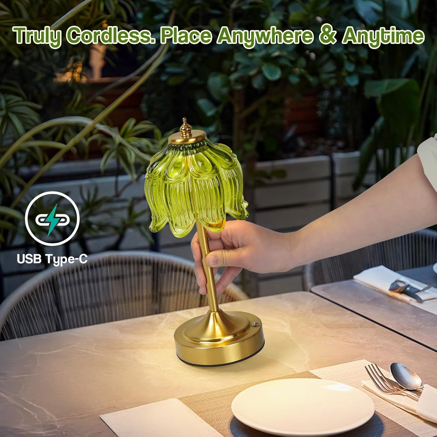 Cordless Black Desk Lamp - View 2