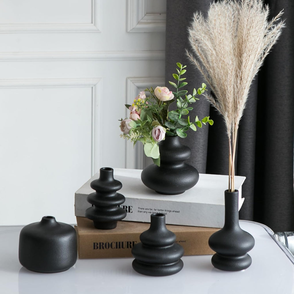 Boho Black Decorative Vase — Set of 5 — Black