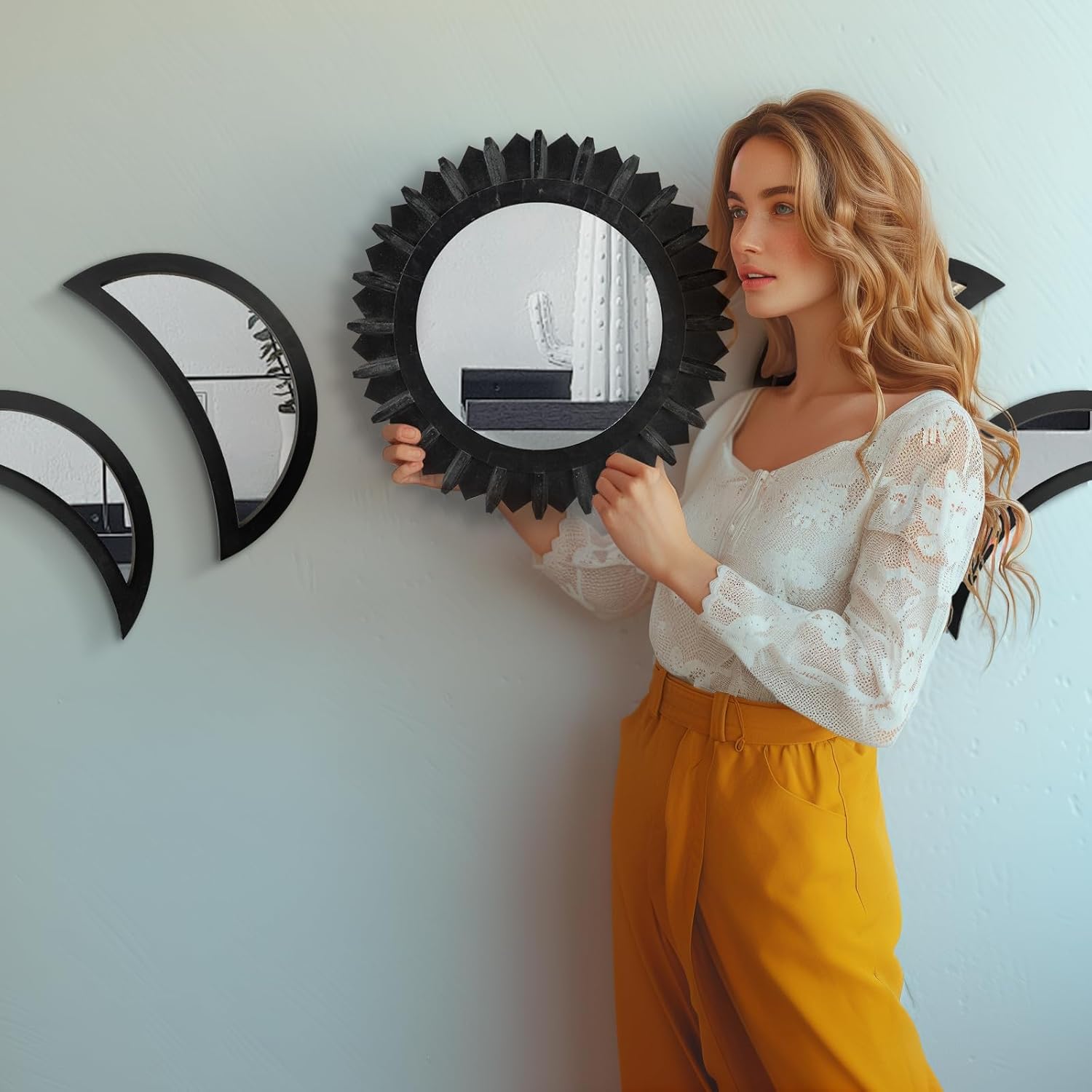 Boho Black Wall Mirror - View 3