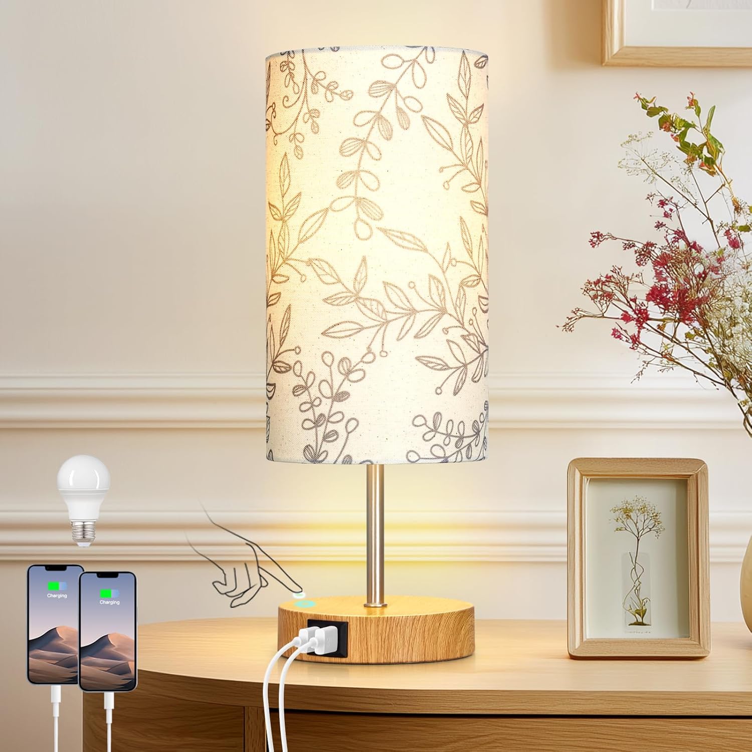 Dimmable Blue Bedside Lamp — Flower-3