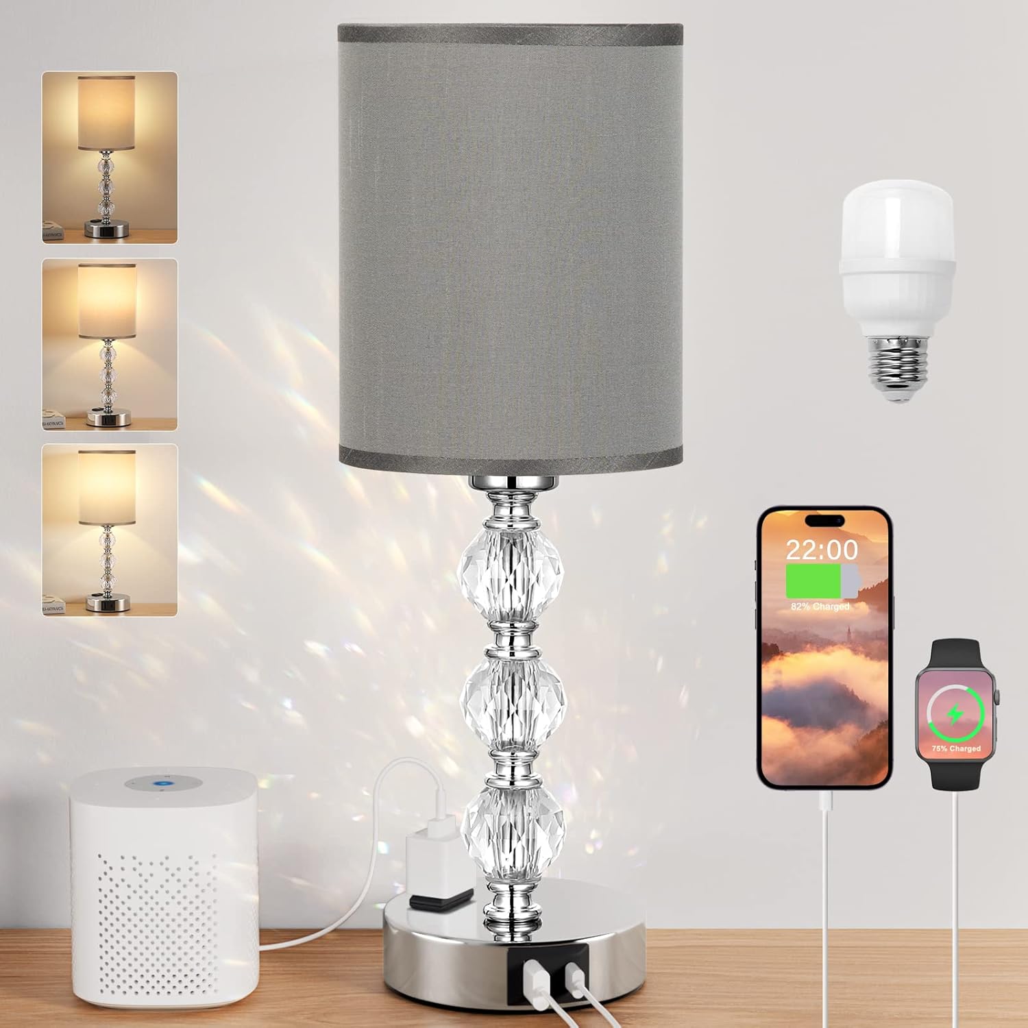 Dimmable Luxe Black Table Lamp — Gray