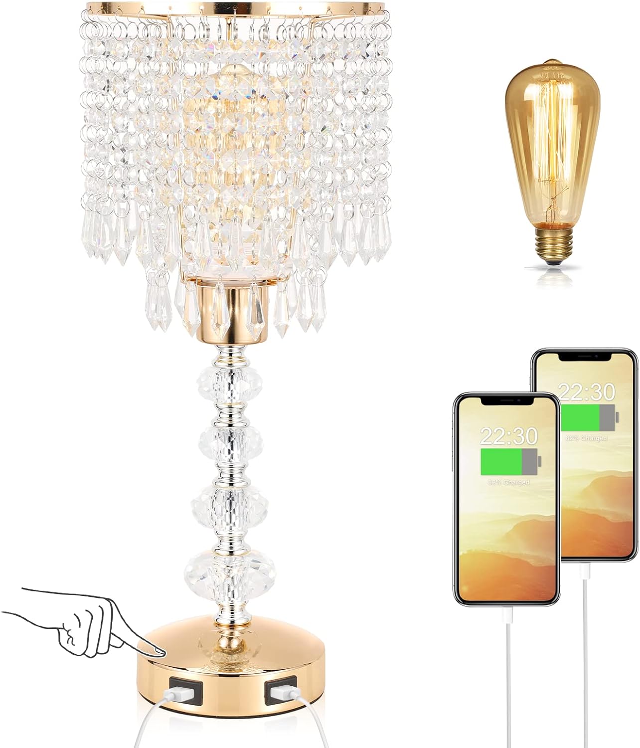 Dimmable Luxe Gold Bedside Lamp - View 8
