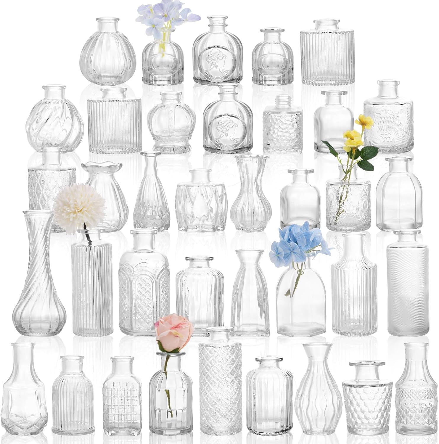 Vintage Blue Flower Vase — Clear