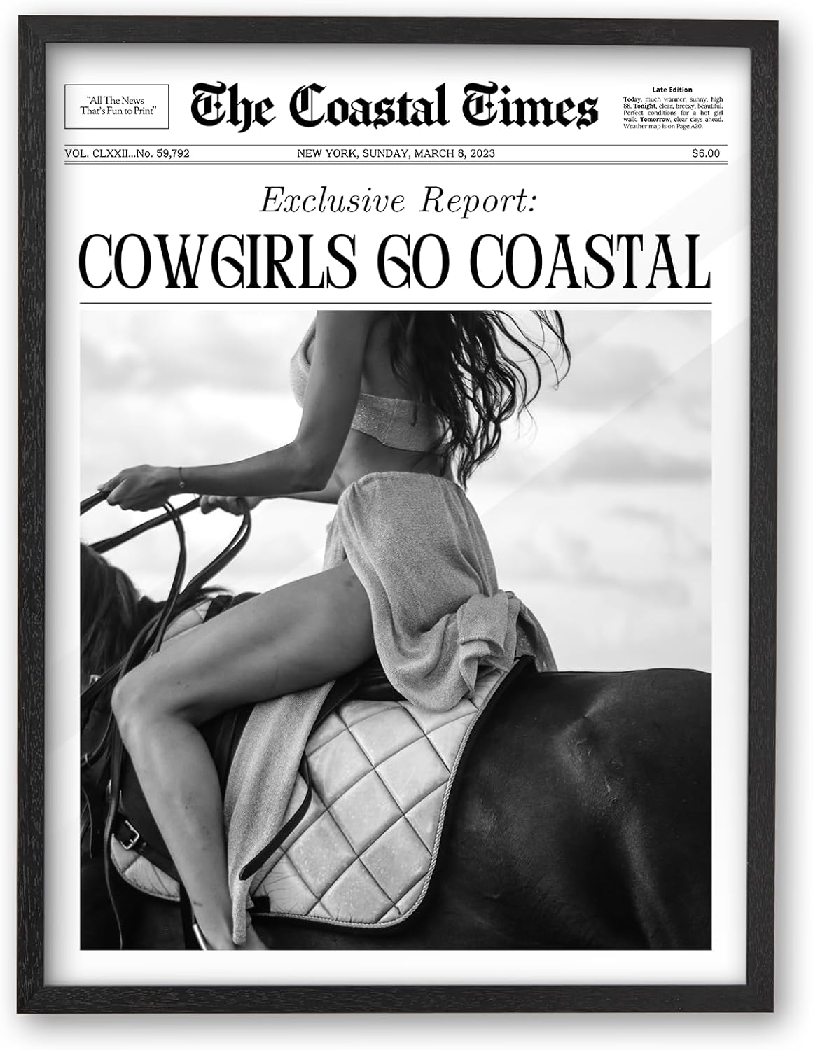 Vintage Black Framed Wall Art — 10" — Black Framed-Trendy Cowgirl NewsPaper