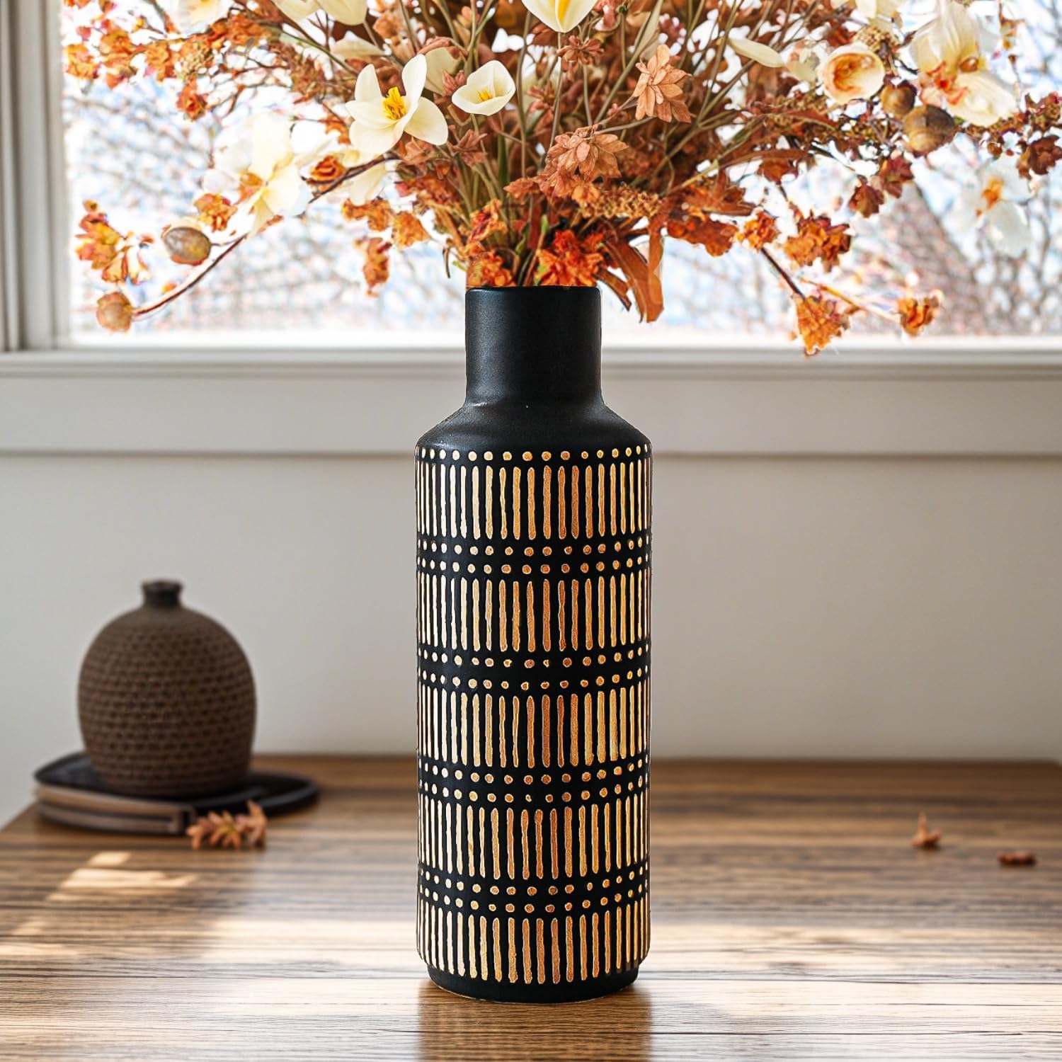 Vintage Farmhouse Black Artificial Plant — 11.02" — Modern Black