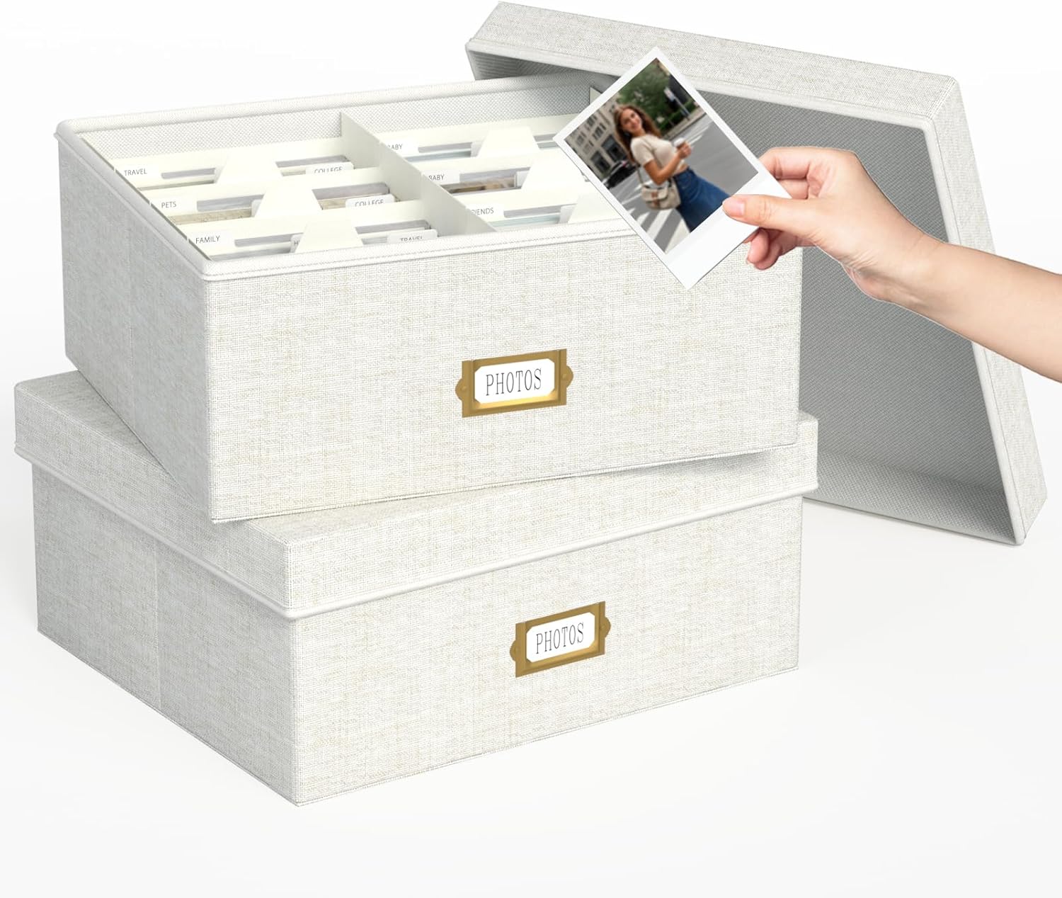 Linen Beige Storage Basket — 4x6 — Beige