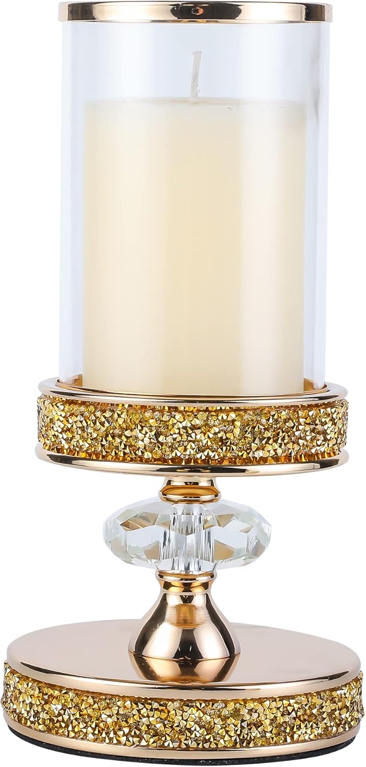 Luxe Glass Pillar Candle — Gold ( S )
