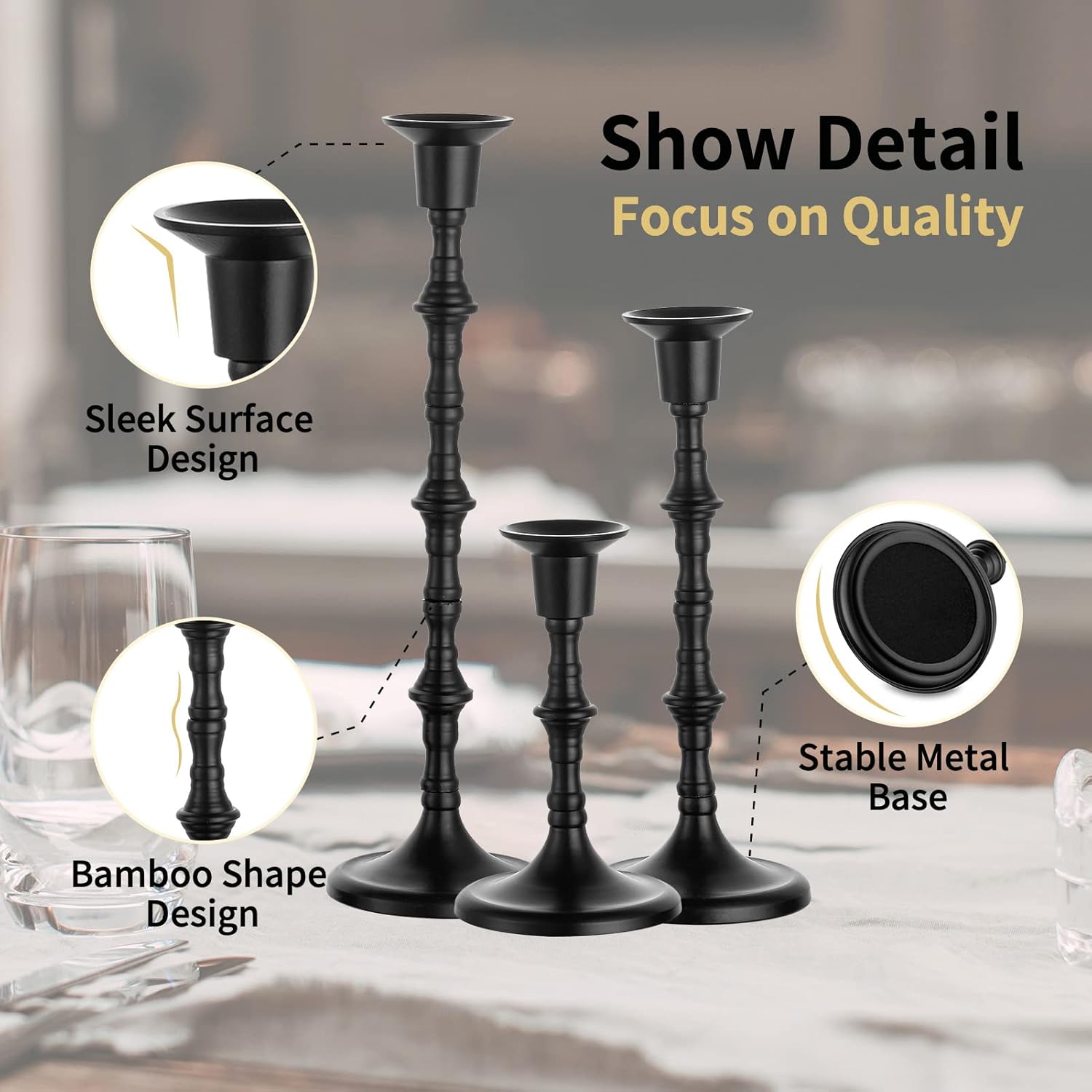 Antique Black Candle — Set of 6 - View 5