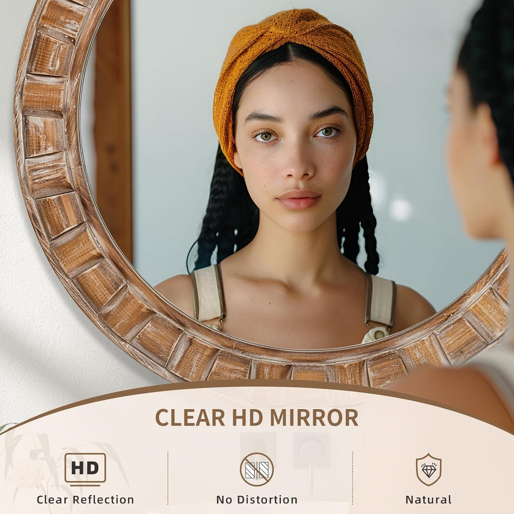 Round Beige Wall Mirror — 30" - View 4