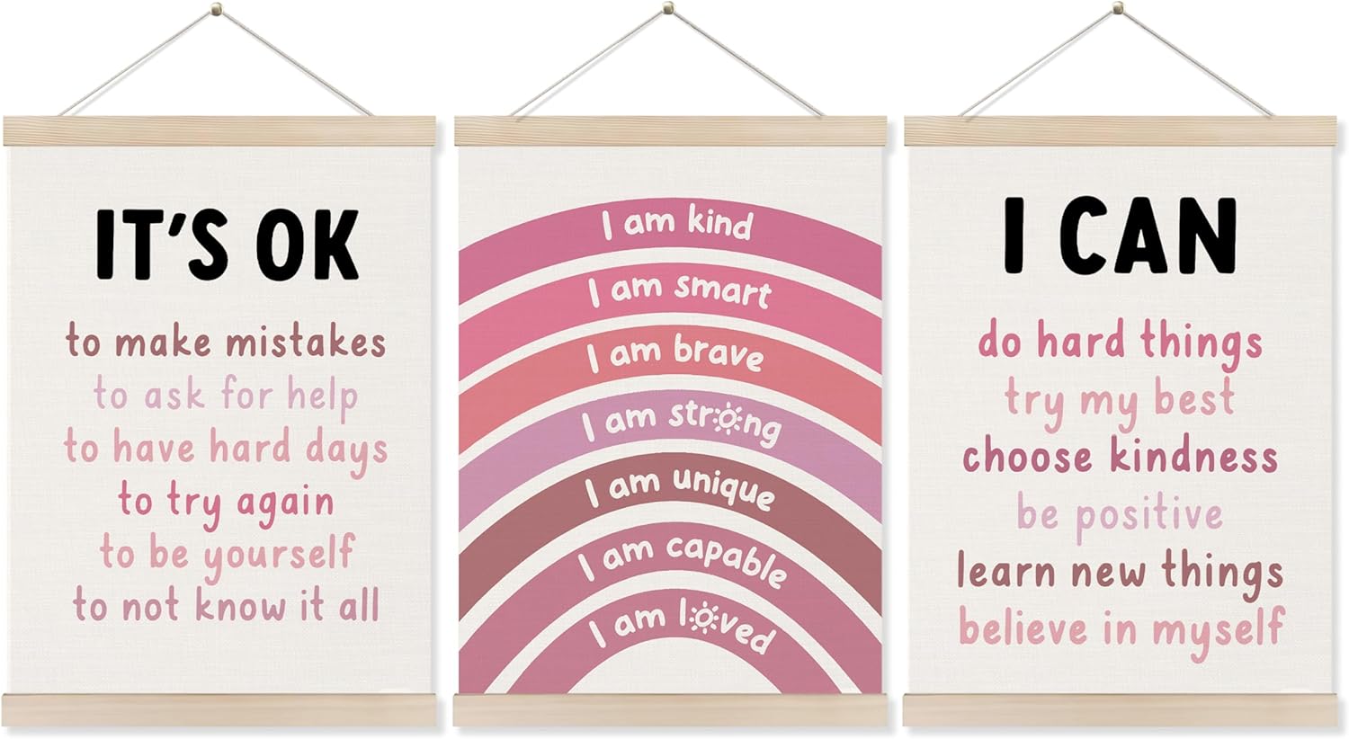 Framed Boho Fabric Wall Decor — 16" — Inspirational Classroom Rainbow 2
