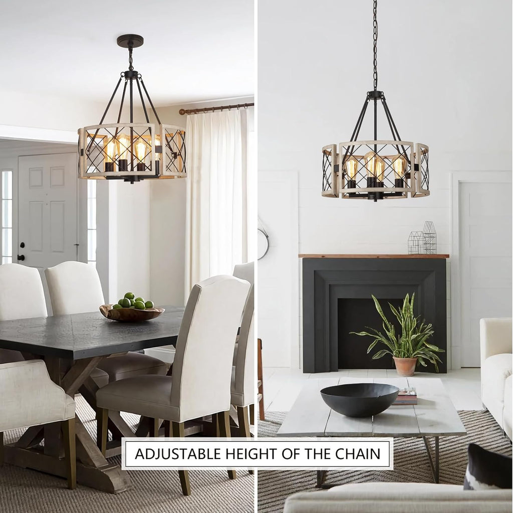 Adjustable Farmhouse Grey Chandelier — 4-Light - View 4